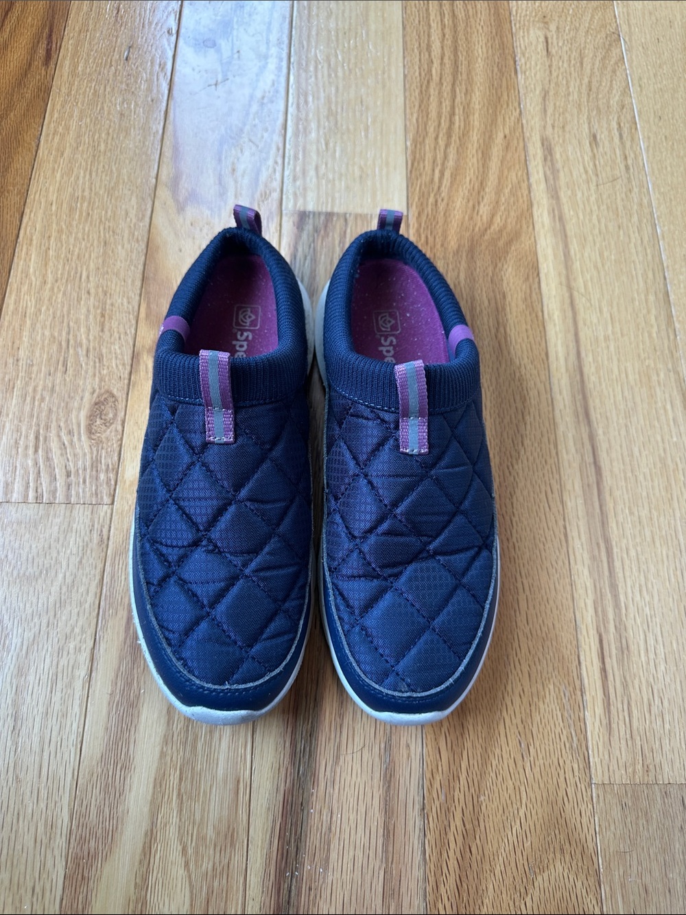Slip-On Quilted Mules in Navy and Pink - Comfortable Everyday Clog